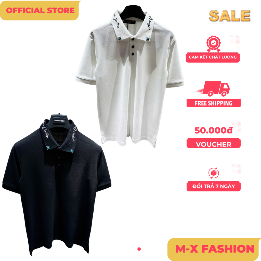 ÁO polo nam cổ tròn họa tiết tay ngắn phong cách trẻ trung chuẩn from