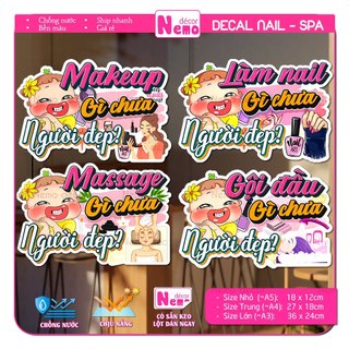 Decal Dán Trang Trí Tiệm Nail, Tiệm Tóc, Hình Dán Ngoài Trời, Trong Nhà, Chịu Mưa Nắng Tốt, Decal Gội Đầu, Makeup.