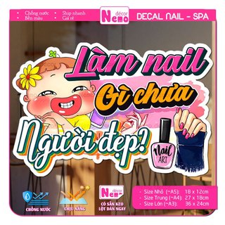 Decal Dán Trang Trí Tiệm Nail, Tiệm Tóc, Hình Dán Ngoài Trời, Trong Nhà, Chịu Mưa Nắng Tốt, Decal Gội Đầu, Makeup.