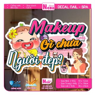 Decal Dán Trang Trí Tiệm Nail, Tiệm Tóc, Hình Dán Ngoài Trời, Trong Nhà, Chịu Mưa Nắng Tốt, Decal Gội Đầu, Makeup.