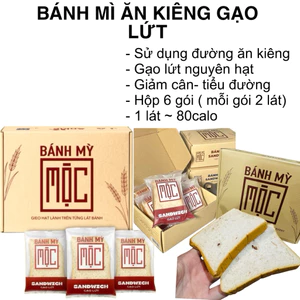 BÁNH MÌ ĂN KIÊNG GẠO LỨT- chuẩn healthy - tiểu đường hộp 6 gói 12 lát