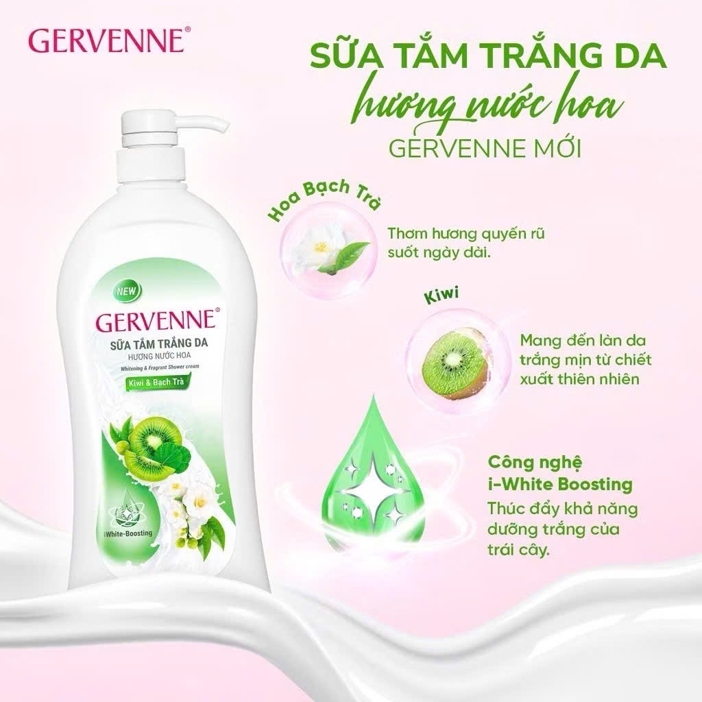 [TẶNG 33% DUNG TÍCH] Sữa tắm trắng da hương nước hoa Gervenne 1.2L/chai (3 mùi)