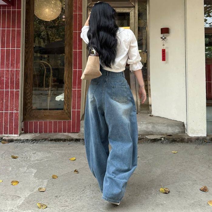 Quần Jeans Ống Cong Hottrend Phom Unisex Joolate _Quần jeans ống cong form rộng nam nữ phong cách bom màu wash retro