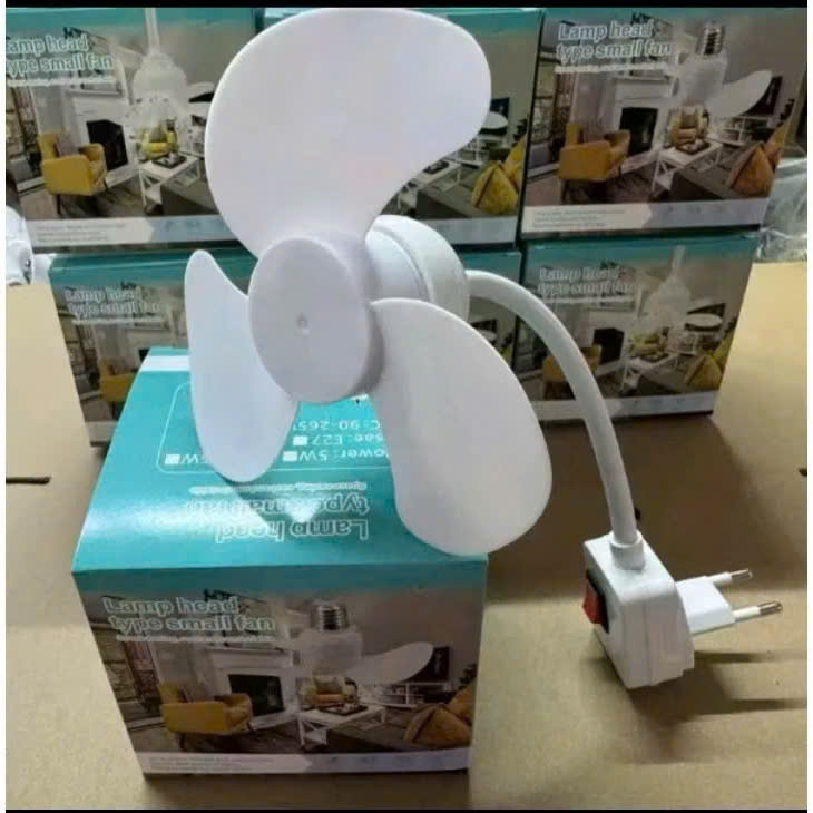 Quạt Trần Mini Gắn Đui Đèn E27 Kèm Phích Cắm – Quạt Trần Mini 3 Cánh Làm Mát Phòng, Quạt Tiết Kiệm Điện Cho Phòng