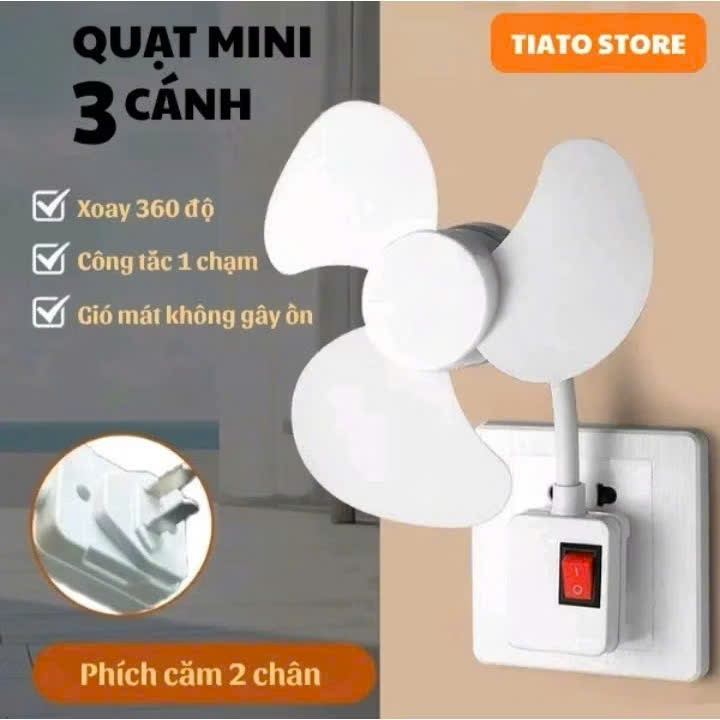 Quạt Trần Mini Gắn Đui Đèn E27 Kèm Phích Cắm – Quạt Trần Mini 3 Cánh Làm Mát Phòng, Quạt Tiết Kiệm Điện Cho Phòng