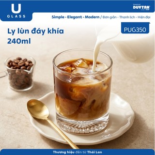 Bộ 6 ly cốc thủy tinh U Glass 240ml kiểu lùn đáy khía - PUG350, thủy tinh cao cấp
