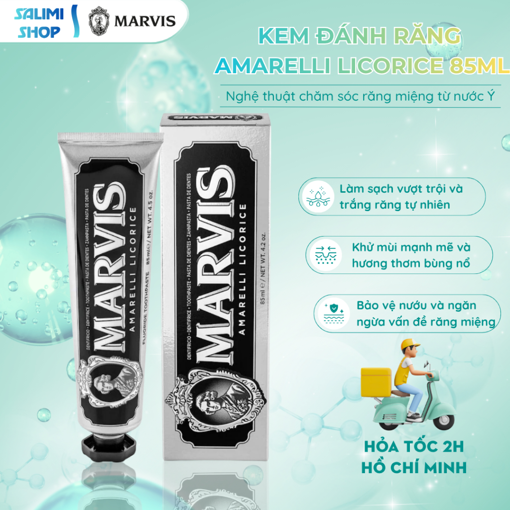 Kem Đánh Răng MARVIS AMARELLI LOCORICE MINT 85ml (Hương cam thảo & bạc hà) – Hơi thở thơm mát | Chính Hãng