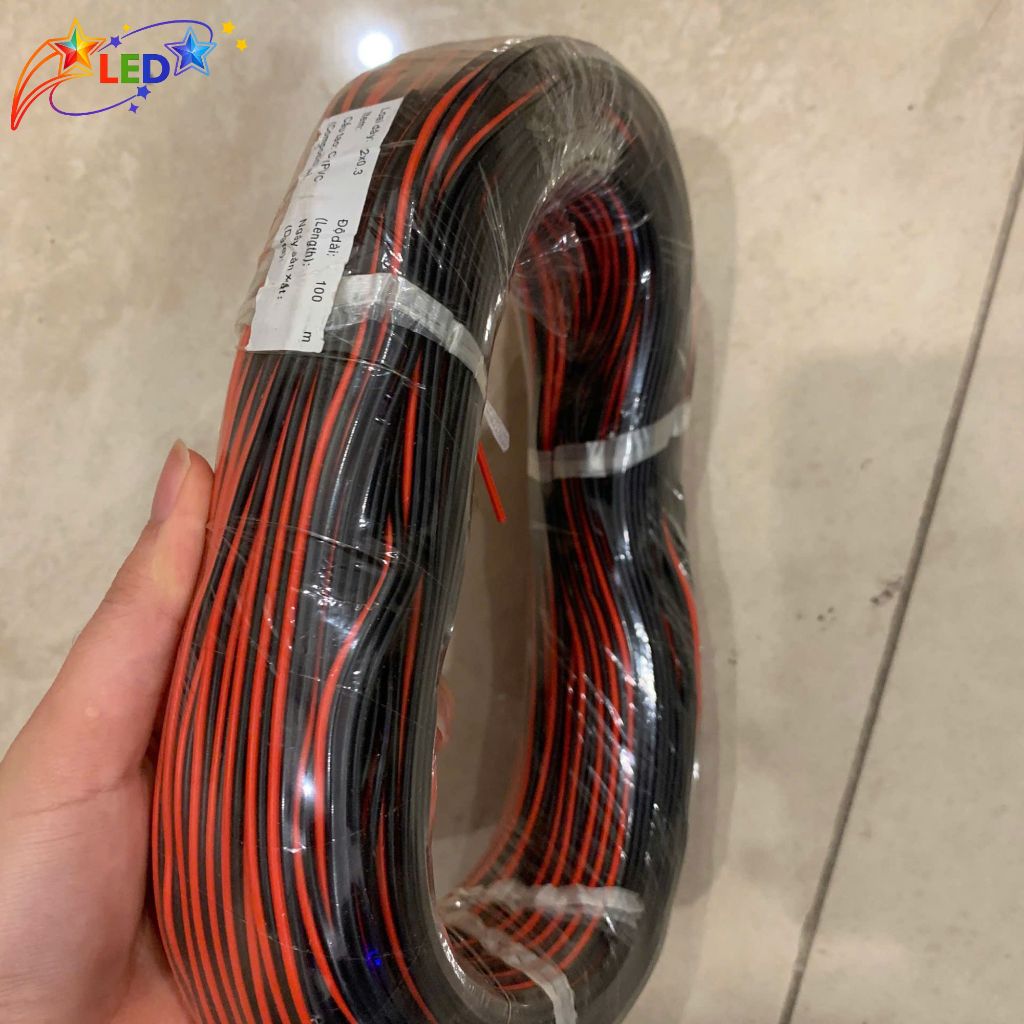 Dây điện dùng cho led nội thất, led neon màu đỏ đen 0.3mm