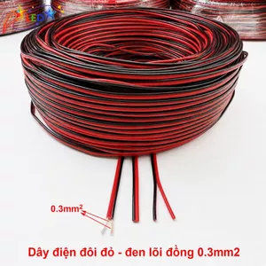 Dây điện dùng cho led nội thất, led neon màu đỏ đen 0.3mm