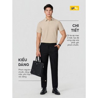 Áo thun polo nam YODY form regular cổ ép nút bấm phong độ lịch lãm MCPO26A043