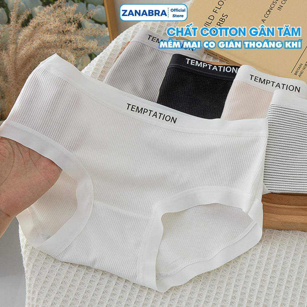 Quần lót cotton gân tâm viền su mềm mại thoáng khí, Quần chip nữ đáy kháng khuẩn form ôm không lộ ZANABRA LY08