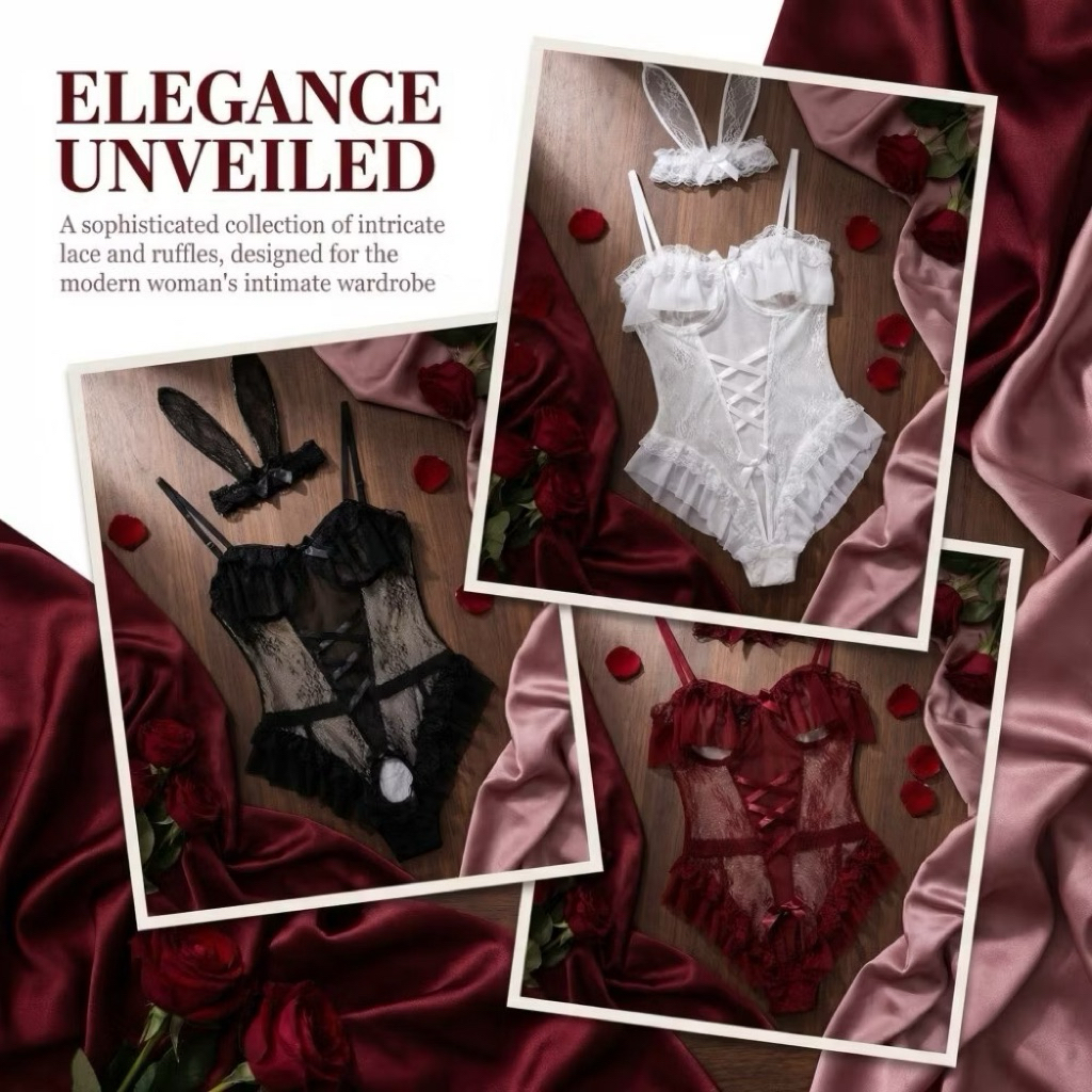 Đồ Lót Sexy Quyến Rũ Bộ Bodysuit Ren Mềm Mại Ôm Sát Kèm Tai Thỏ, Phụ Kiện 9933 CWEAR.SEXY | BigBuy360 - bigbuy360.vn