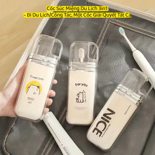 [Lỗi 1 đổi 1] Hộp Đựng Bàn Chải Kèm 3 Cốc Đánh Răng Có Nắp Đậy, Bộ Dụng Cụ Vệ Sinh Du Lịch Nhỏ Gọn Tiện Lợi Mang Đi