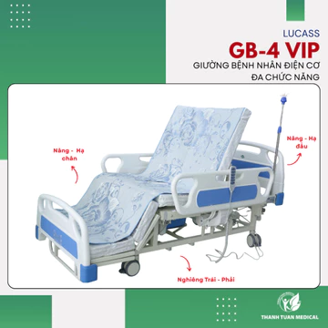 Giường bệnh nhân điện cơ đa chức năng Lucass GB-4 VIP bảo hành 12 tháng - Giường y tế cao cấp