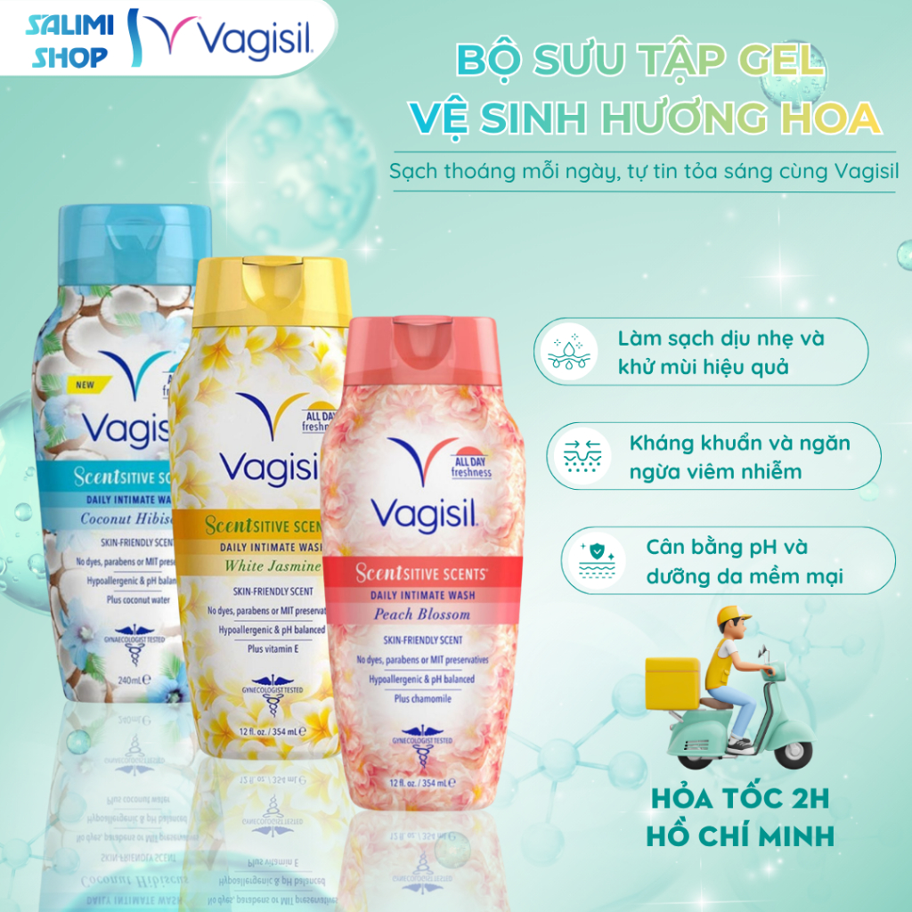 (Hỏa tốc HCM) Bộ Sưu Tập Gel Vệ Sinh Phụ Nữ Vagisil Hương Hoa Quả, Kiểm Soát Mùi 24h, Cân Bằng pH