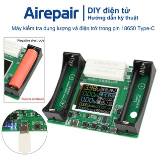 Máy kiểm tra dung lượng và trở kháng pin 18650 mô-đun sạc xả tự động thiết bị tải điện tử Type-C