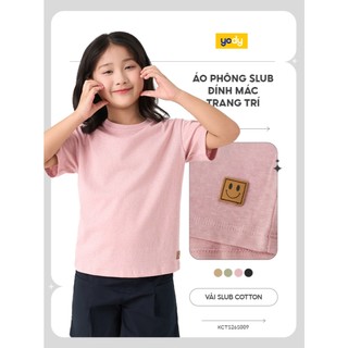 Áo phông trẻ em basic YODY đính mác trang trí KCTS26S009