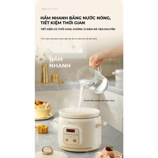 Nồi Nấu Chậm Bear SC-4H20Q, Dung Tích 2L, Công Suất 175W, 6 Chế Độ Nấu, Hẹn Giờ, Giữ Ấm, BH 18 Tháng