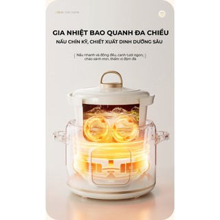 Nồi Nấu Chậm Bear SC-4H20Q, Dung Tích 2L, Công Suất 175W, 6 Chế Độ Nấu, Hẹn Giờ, Giữ Ấm, BH 18 Tháng