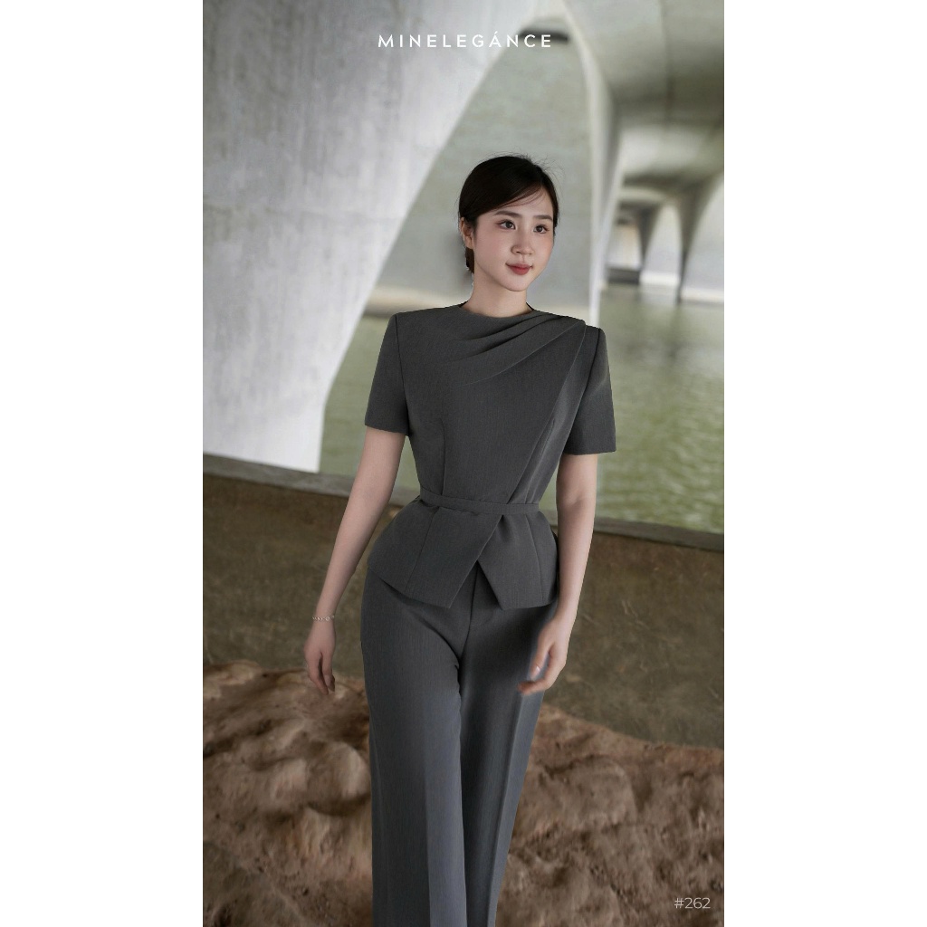 MINELEGÁNCE | SET QUẦN ÁO VEST TÀ XẾP LY VAI  THANH LỊCH, SANG TRỌNG - MIN262