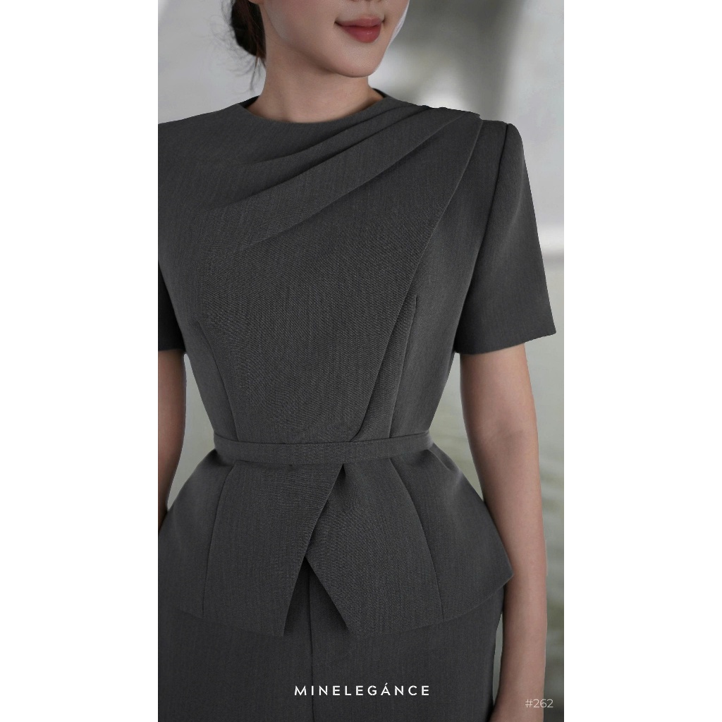 MINELEGÁNCE | SET QUẦN ÁO VEST TÀ XẾP LY VAI  THANH LỊCH, SANG TRỌNG - MIN262