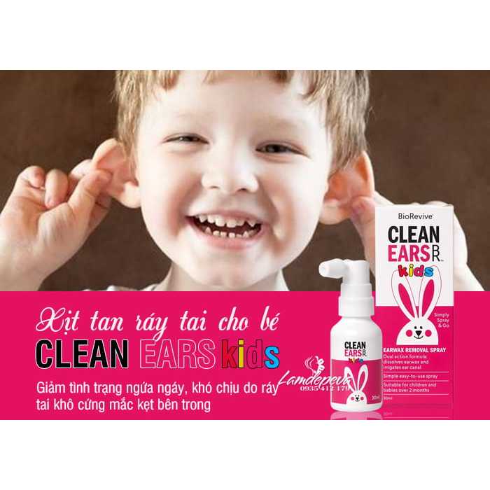 Xịt Clean Ears Kids Tan Ráy Tai 30ml Làm  Sạch Tai Cho Bé | BabyMall&Care