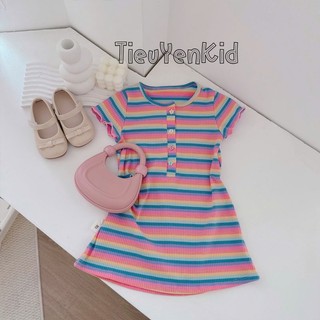 Váy hè trẻ em, Váy kẻ cầu vồng cho bé gái 9-26kg V738 Tiểu Yến KID