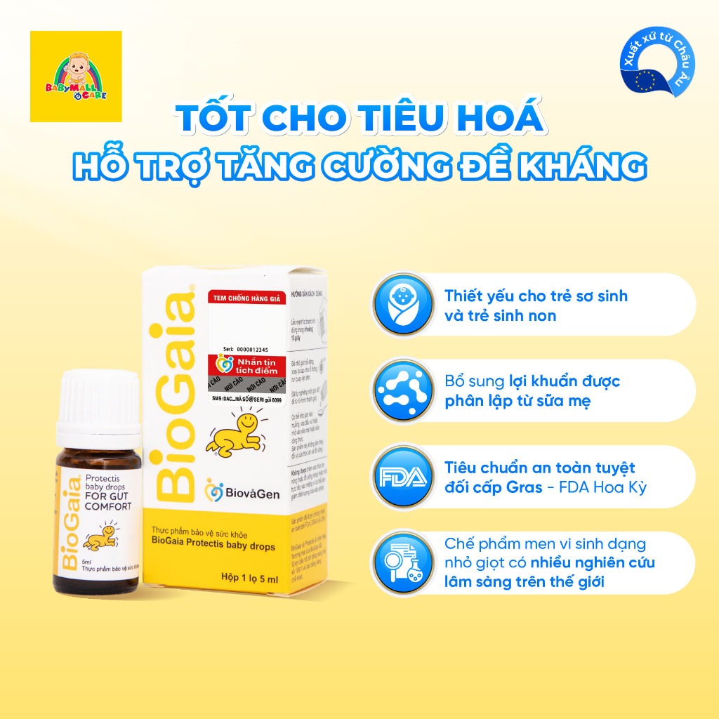 Dung Dịch Nhỏ Giọt BioGaia Protectis Bổ Sung Lợi Khuẩn Và Vitamin D3 Cho Bé Lọ 5ml Babymall & Care