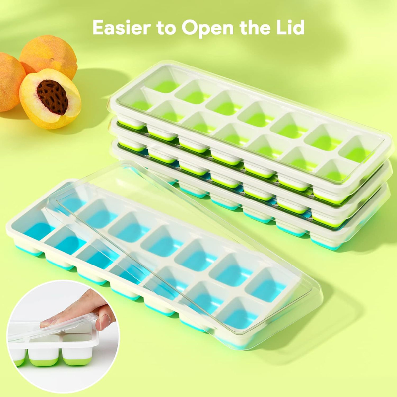 Combo 03 Khay Đá Silicon 14 Viên Có Nắp – Khay Làm Đá, Trữ Đông Đồ Ăn Dặm, Chống Dính Dễ Lấy, Không Mùi An Toàn | 182