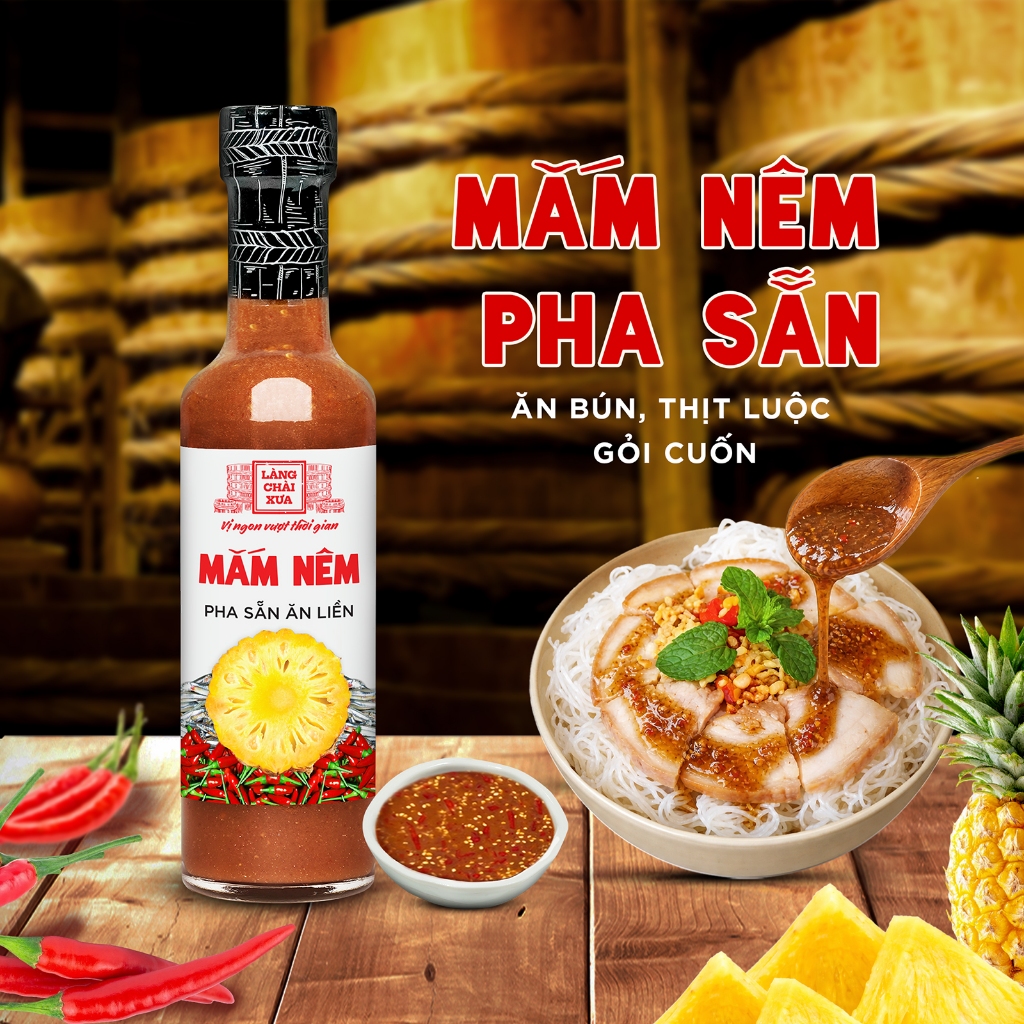 [CHAI THUỶ TINH 300G] Mắm nêm pha sẵn ăn liền Làng Chài Xưa, nguyên liệu tươi, thơm ngon đặc biệt