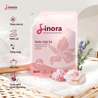 (TẶNG 1 GẤU HOA HỒNG) Combo 2 Túi, 4kg Nước Giặt Finora  Hương Nước Hoa, Sạch Sâu Thơm Lâu