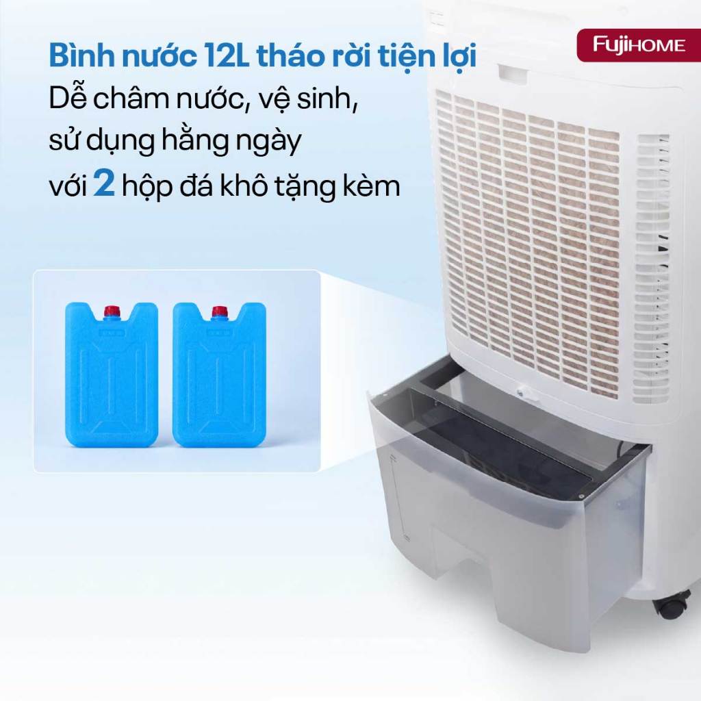 Máy làm mát không khí hơi nước Nhập Khẩu FUJIHOME AC-12, quạt điện cây điều hòa không khí phun sương