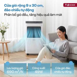 Máy làm mát hơi nước kèm lọc không khí Fujihome AC-12 - Làm mát sâu, lọc bụi mịn