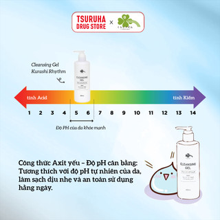 Gel Tẩy Trang Làm Sạch Dịu Nhẹ Dưỡng Ẩm Cho Da KURASHI RHYTHM Cleansing Gel 300mL