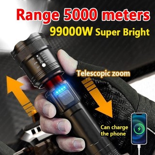 Đèn Pin LED Siêu Sáng Phóng To – Sạc USB, Thích Hợp Cho Các Hoạt Động Ngoài Trời Như Cắm Trại, Đi Bộ Đường Dài, Câu Cá
