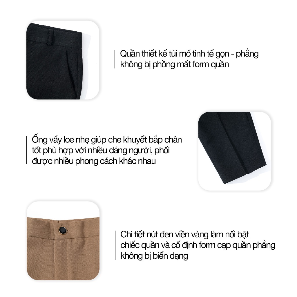 Quần Tây Nữ Ống Suông GUMAC Kiểu Ống Loe Lưng Cao Phối Túi Mổ Thanh Lịch QE04001