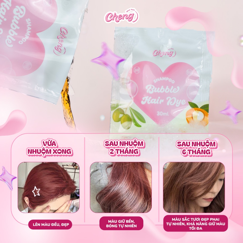 [S.VIP] Dầu gội nhuộm tóc tạo bọt, Thuốc nhuộm tóc dạng bọt chiết xuất thiên nhiên | Chenglovehair, Chenglovehairs