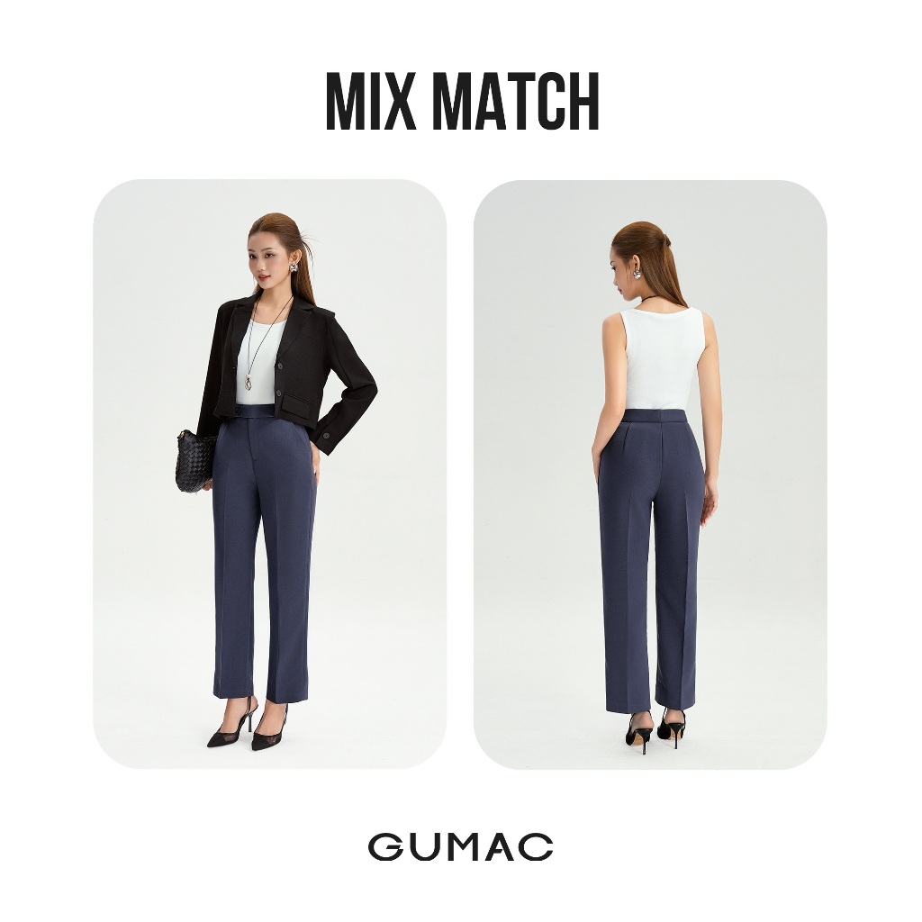 Quần Tây Nữ Ống Đứng GUMAC Lưng Rời Có Túi Xéo Chất Tuyết Mưa Đứng Form LQF0626