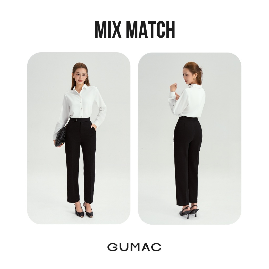 Quần Tây Nữ Ống Đứng GUMAC Lưng Rời Có Túi Xéo Chất Tuyết Mưa Đứng Form LQF0626