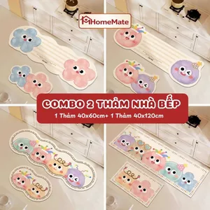 Bộ 2 Thảm Bếp Tảo Cát – Thảm Lau Chân Nhà Bếp Siêu Thấm Hút, Nhanh Khô, Chống Trượt, Họa Tiết Hoạt Hình