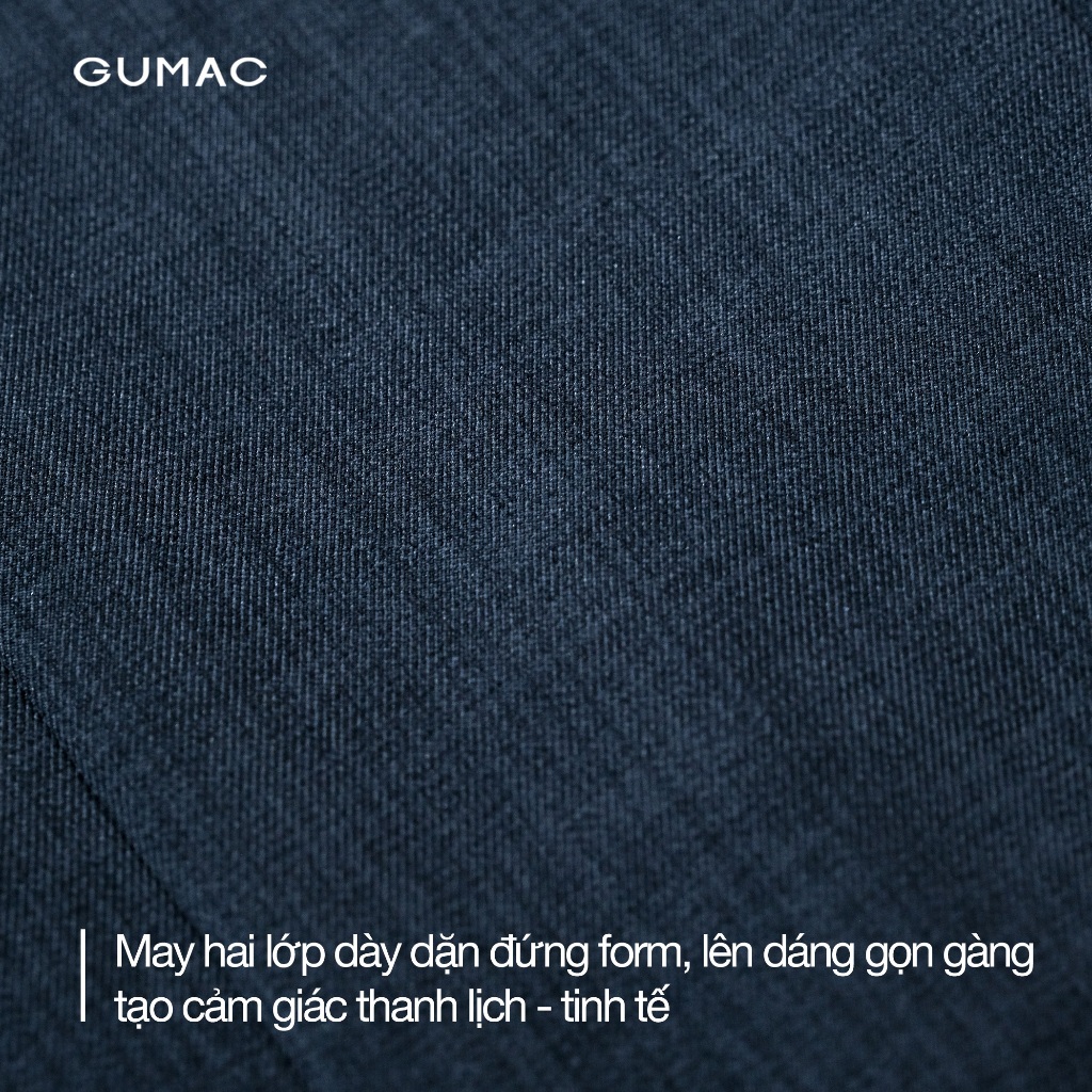 Áo Khoác Blazer Nữ GUMAC Không Cổ Tay Ngắn Có Đệm Vai Chất Xược Ý 2 Lớp Đứng Form LOWG0104