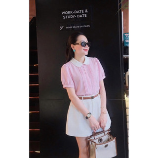 Áo kẻ cổ sen