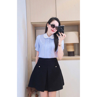 Áo kẻ cổ sen