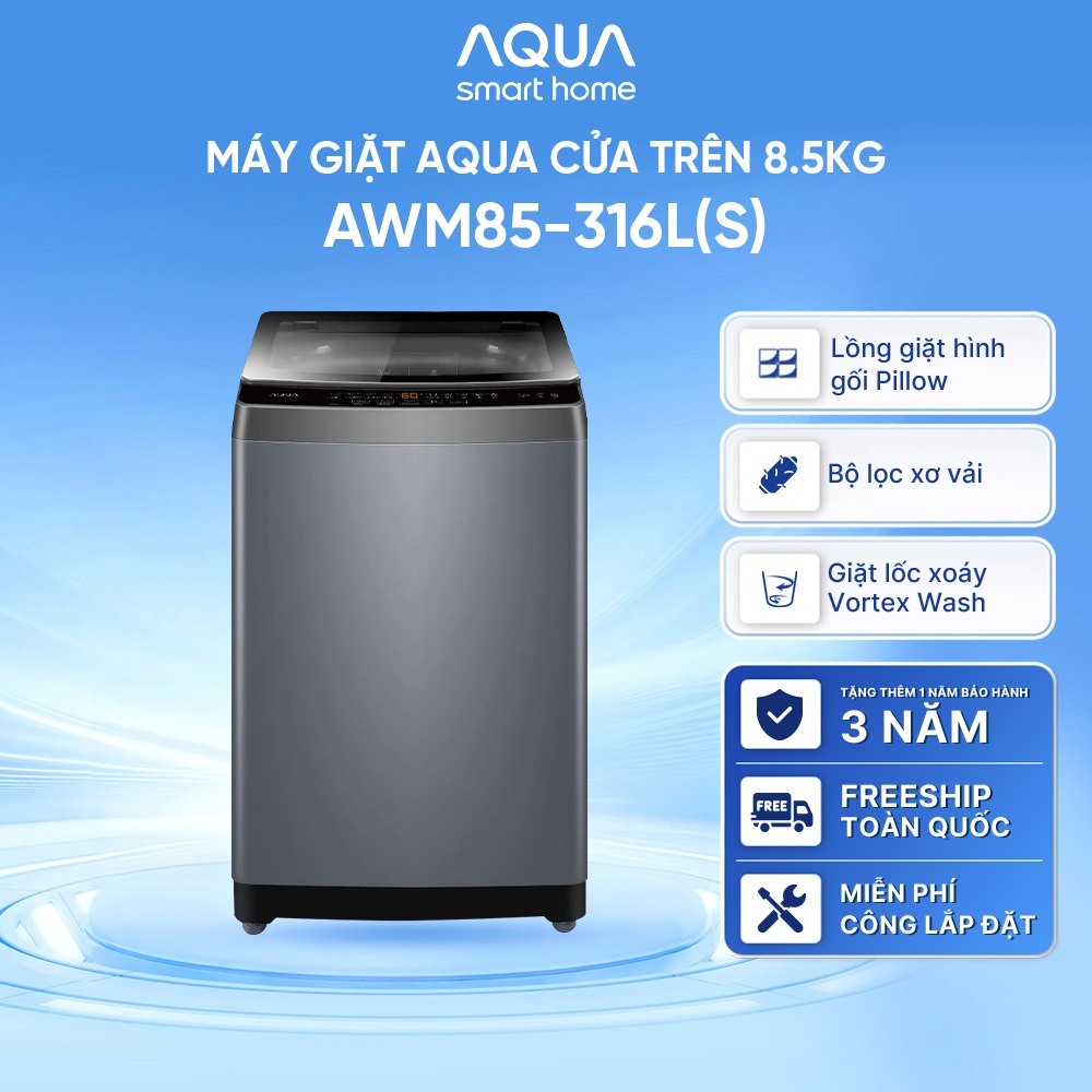 [DEAL XỊN THÁNG 7] Máy giặt cửa trên 8.5kg AWM85-316L(S) - Bảo hành 2 năm - Freeship toàn quốc