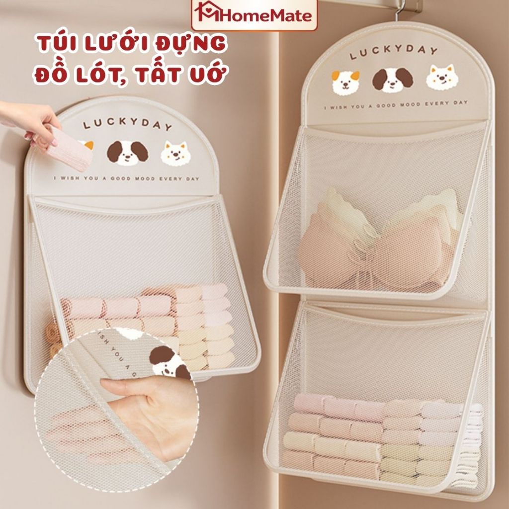 Túi Lưới Treo Đựng Đồ Lót, Tất Vớ Treo Tủ Quần Áo, Giỏ Lưới Đựng Đồ Thoáng Khí Chống Ẩm Mốc Tiện Lợi
