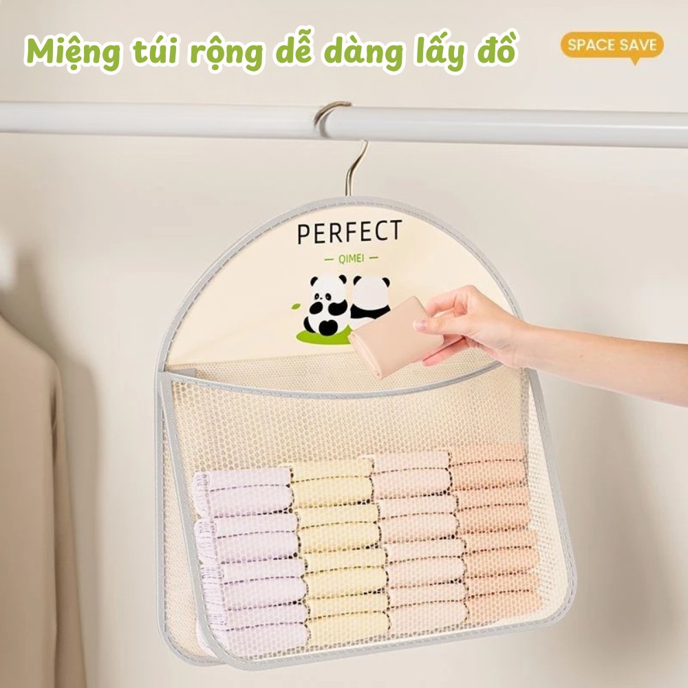 Túi Lưới Treo Đựng Đồ Lót, Tất Vớ Treo Tủ Quần Áo, Giỏ Lưới Đựng Đồ Thoáng Khí Chống Ẩm Mốc Tiện Lợi