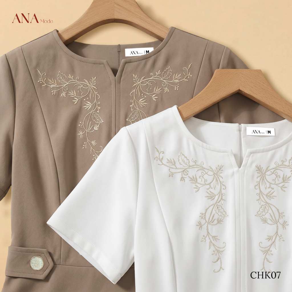 Áo Kiểu Trẻ Trung Trung Niên ANA Mode Chất Liệu Cotton Lạnh Thoáng Mát Đi Tiệc Quà Tặng Mẹ AK25CHK07