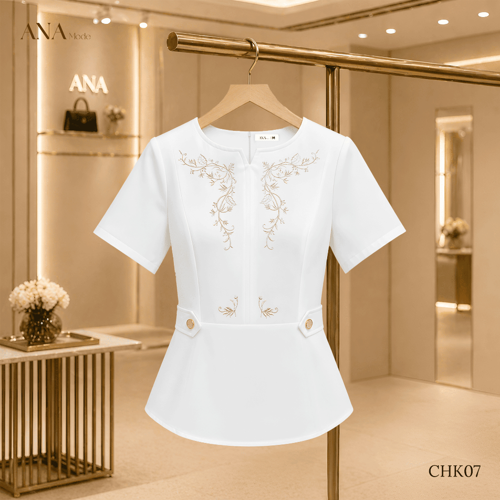 Áo Kiểu Trẻ Trung Trung Niên ANA Mode Chất Liệu Cotton Lạnh Thoáng Mát Đi Tiệc Quà Tặng Mẹ AK25CHK07