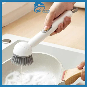 Bàn Chải Cọ Nồi Chảo Có Bình Đựng Nước Rửa Chén, Đầu Cọ Xoay 360 Độ Làm Sạch Hiệu Quả