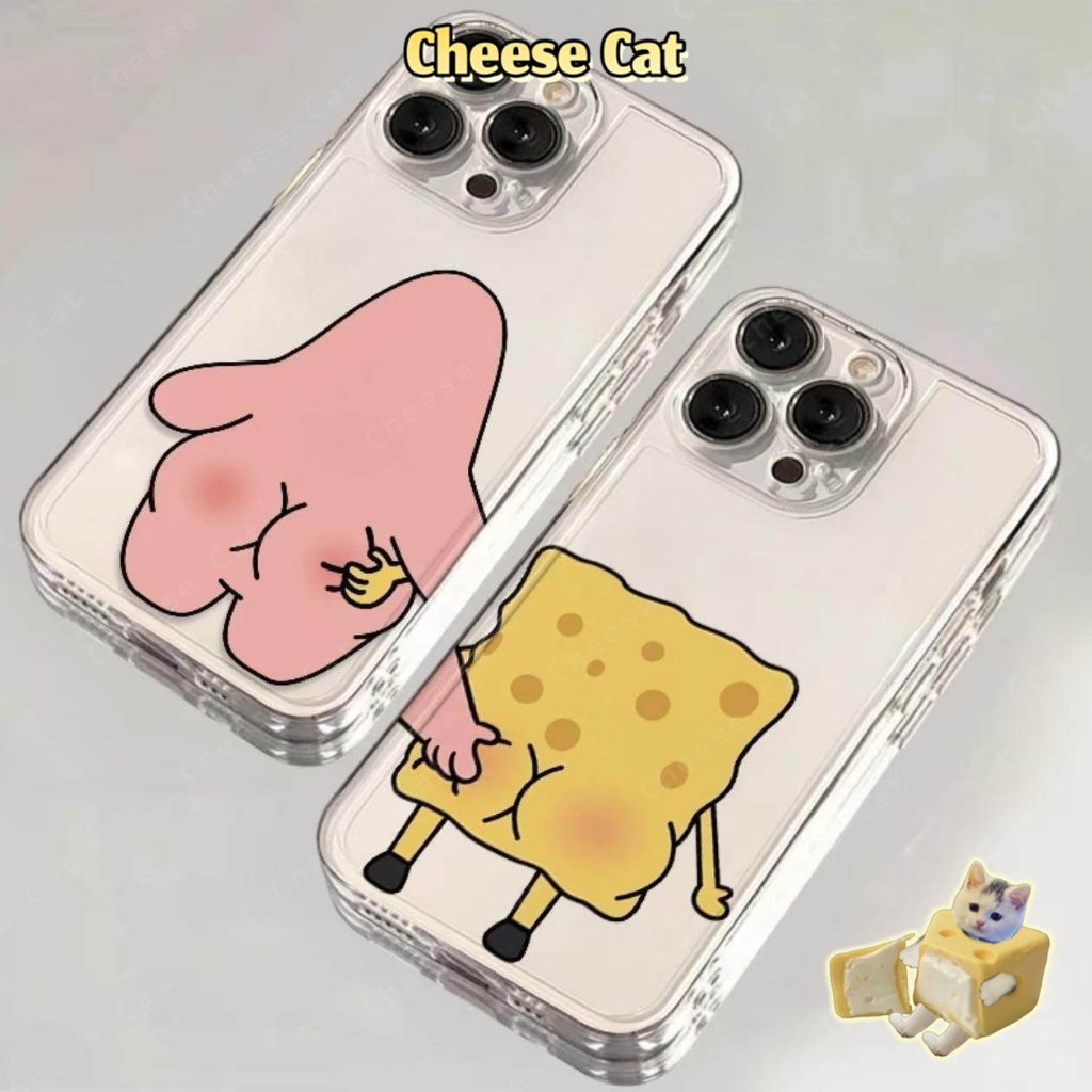 Chị em bọt biển sao biển dễ thương Cặp đôi ốp lưng iPhone cho iPhone Xs Max XR 11 12 13 14 15 16 17 Pro Max 7 8Plus SE